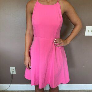 Lulus Hot Pink Fit & Flare Halter Dress – Size M
